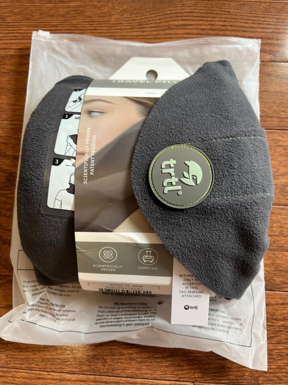 trtl Travel Pillow Grey with Travel Pouch